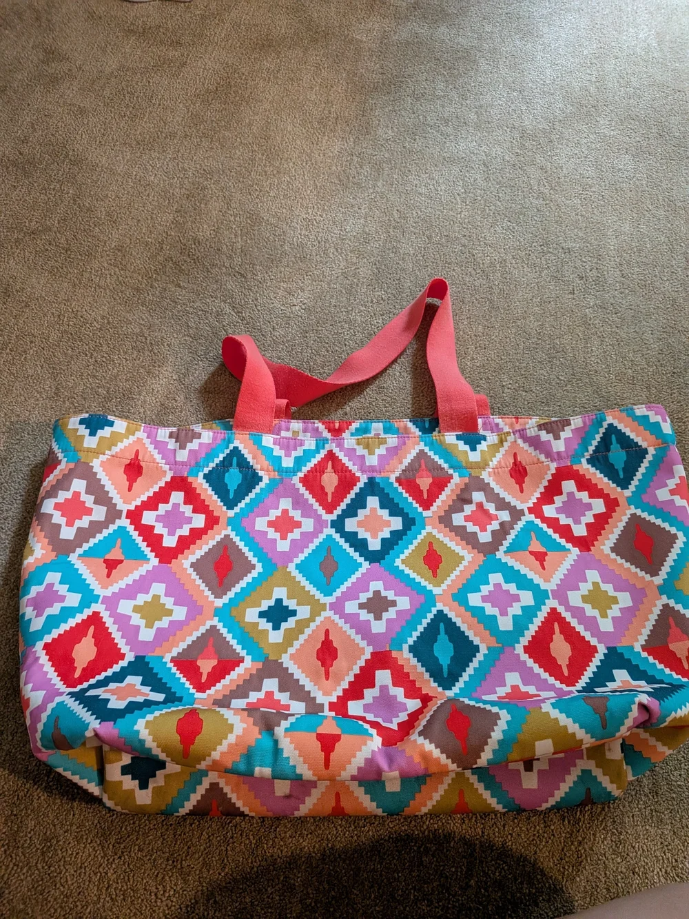 Vera Bradley Coral Multi-Color Geometric Tote Bag